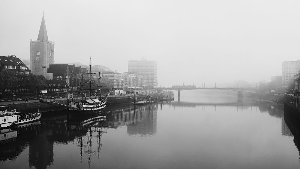 Schlachte, Weser im Nebel