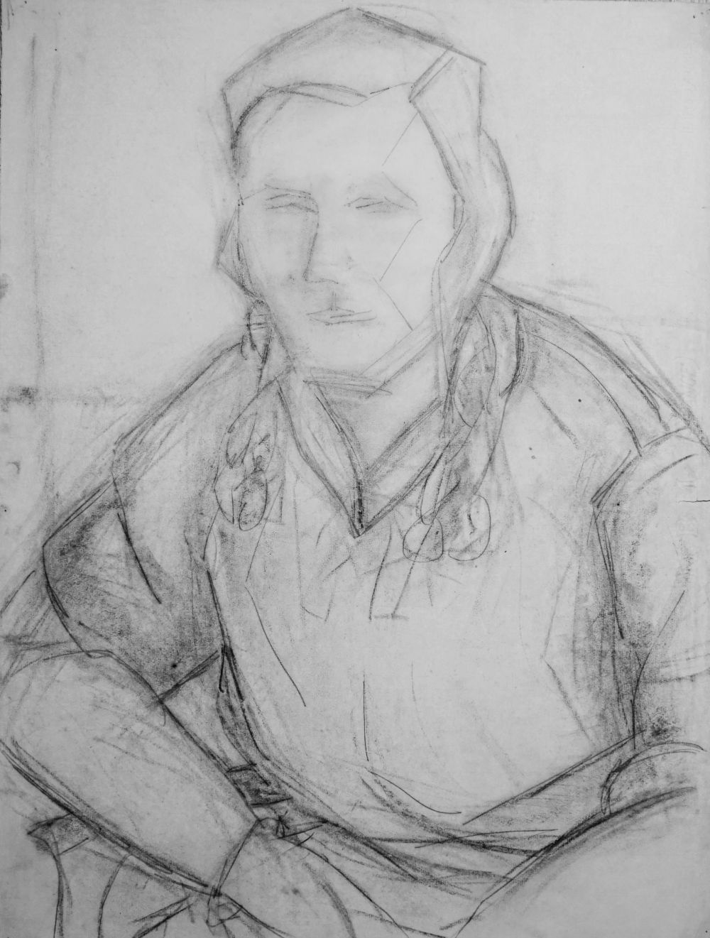 Skizze Junge Frau. Worpswede 1930er Jahre. Hanna Ahrens