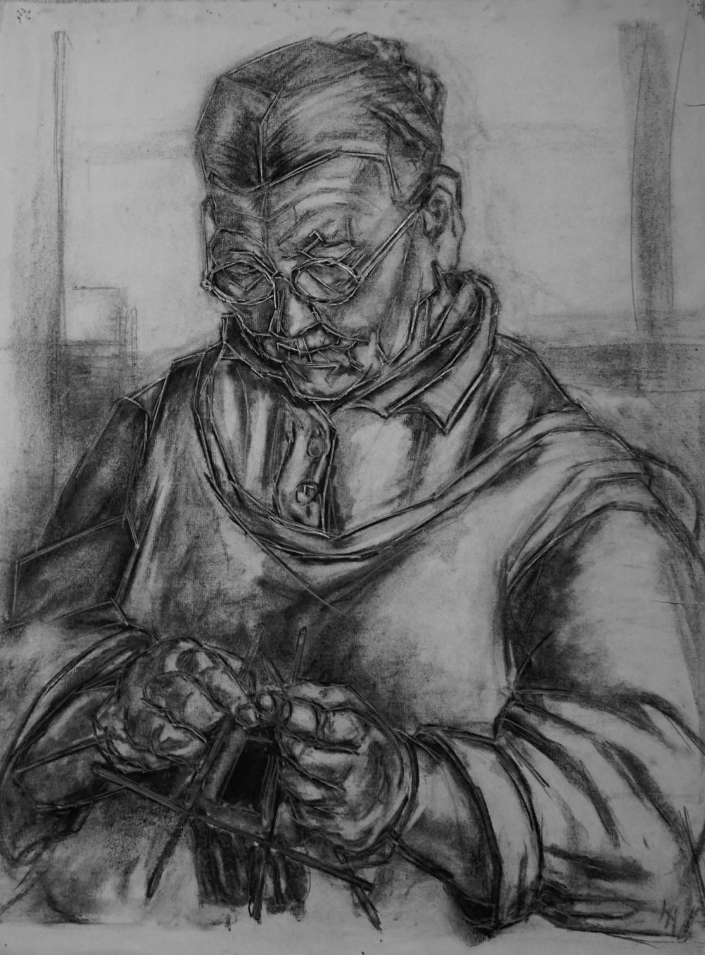 Strickende Bäuerin. Worpswede 1930er Jahre. Hanna Ahrens