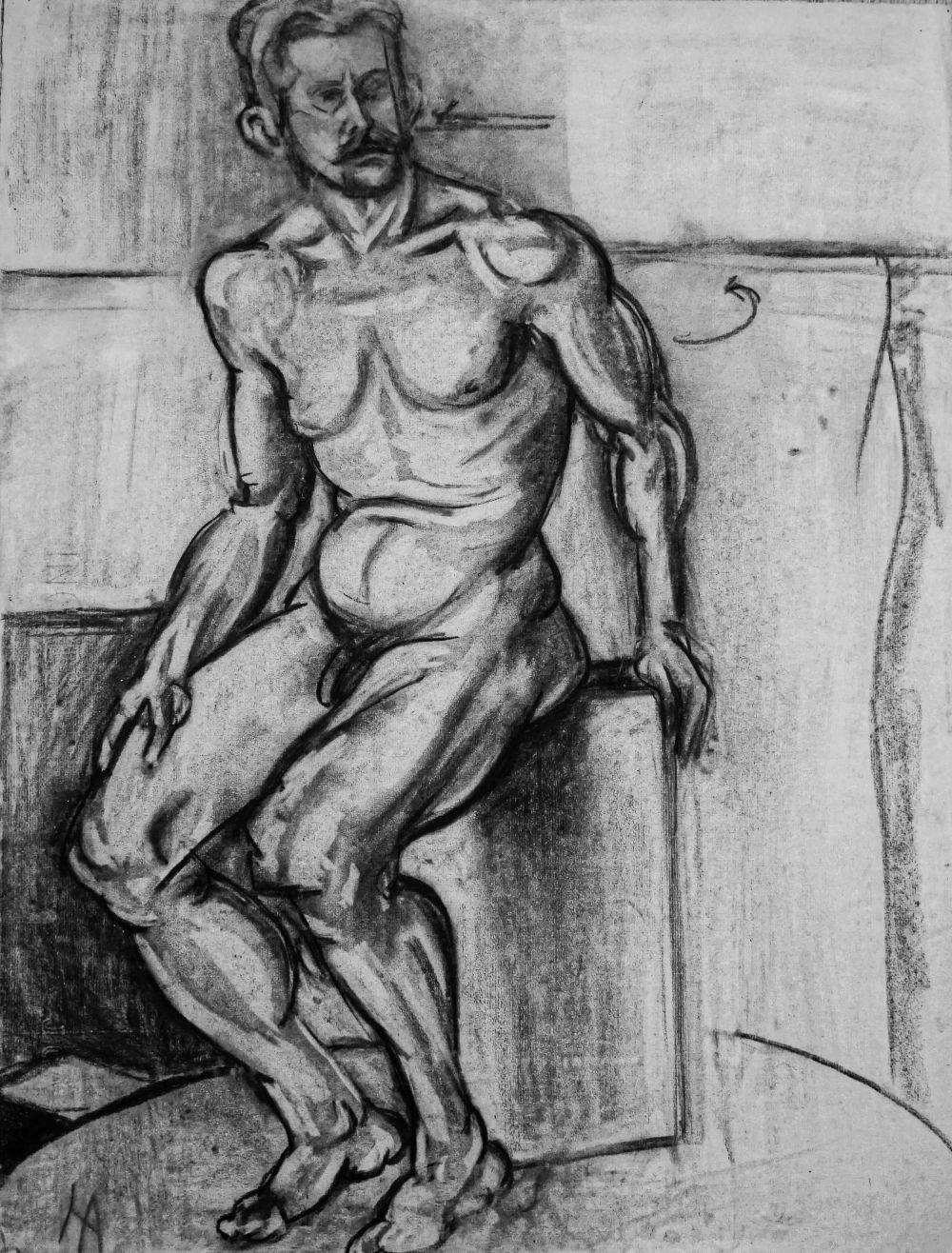 Männlicher Akt 5. 1928, Paris. Hanna Ahrens